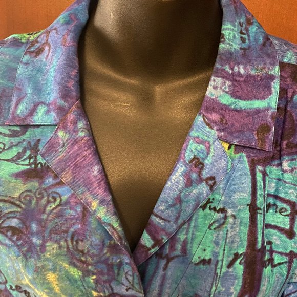 Chico's Multi Color Blue Blouse ~ Size 1 - Picture 2 of 6
